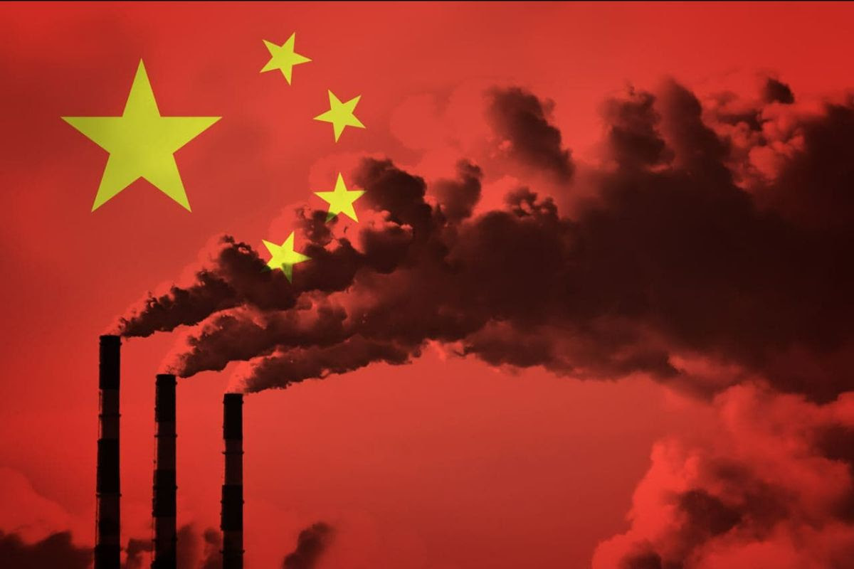 Chinese flag with emissions