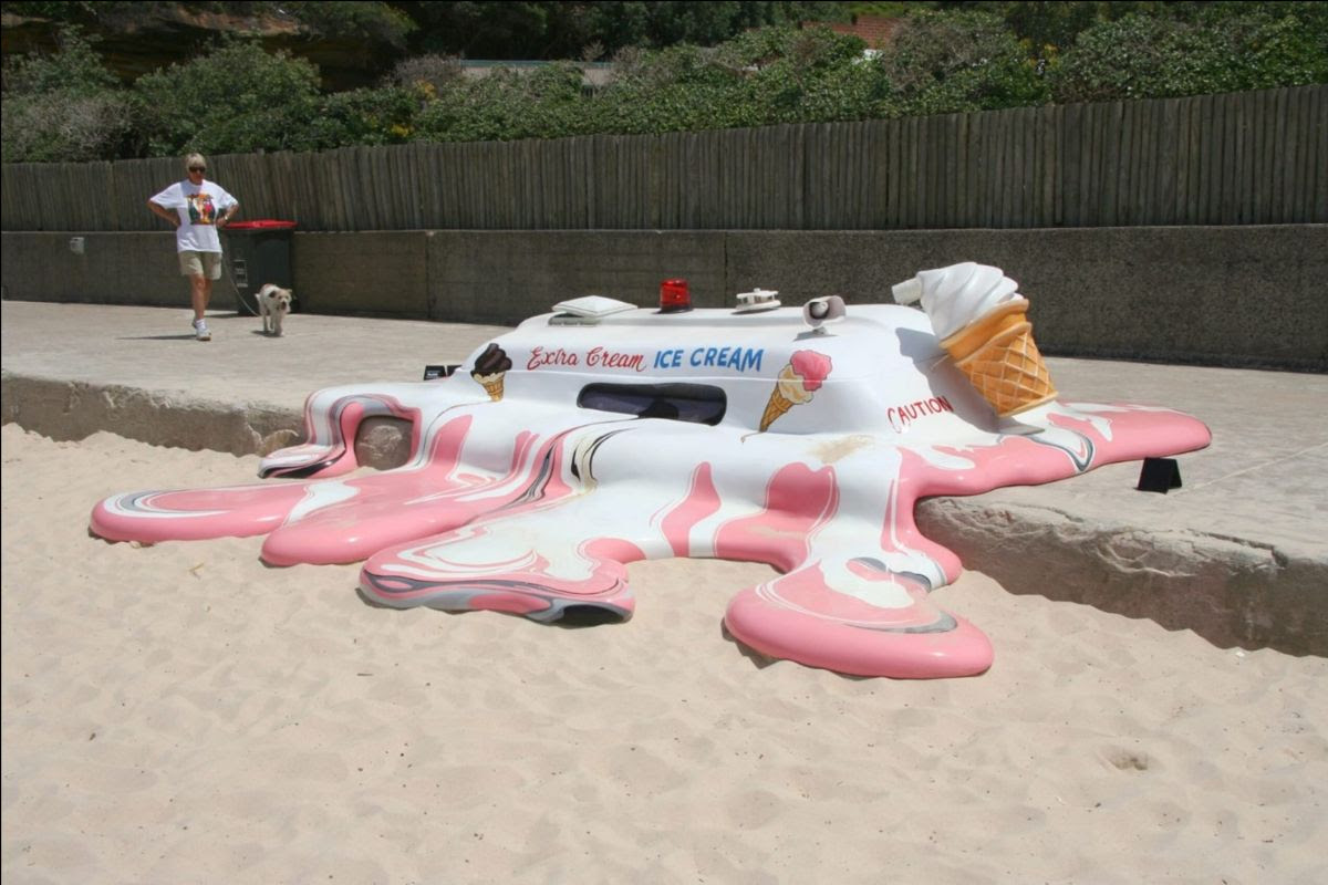 Melting ice cream truck art work