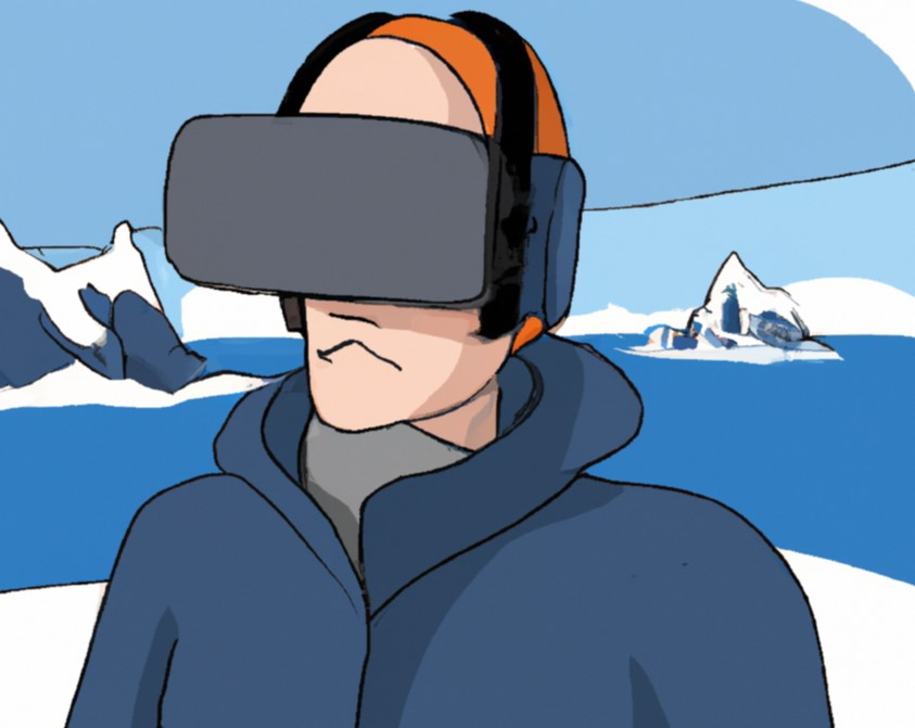 Man in metaverse in the arctic